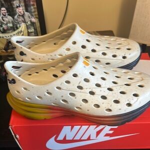 Nike White and Yellow Slip-On Shoes
